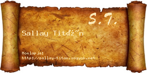 Sallay Titán névjegykártya